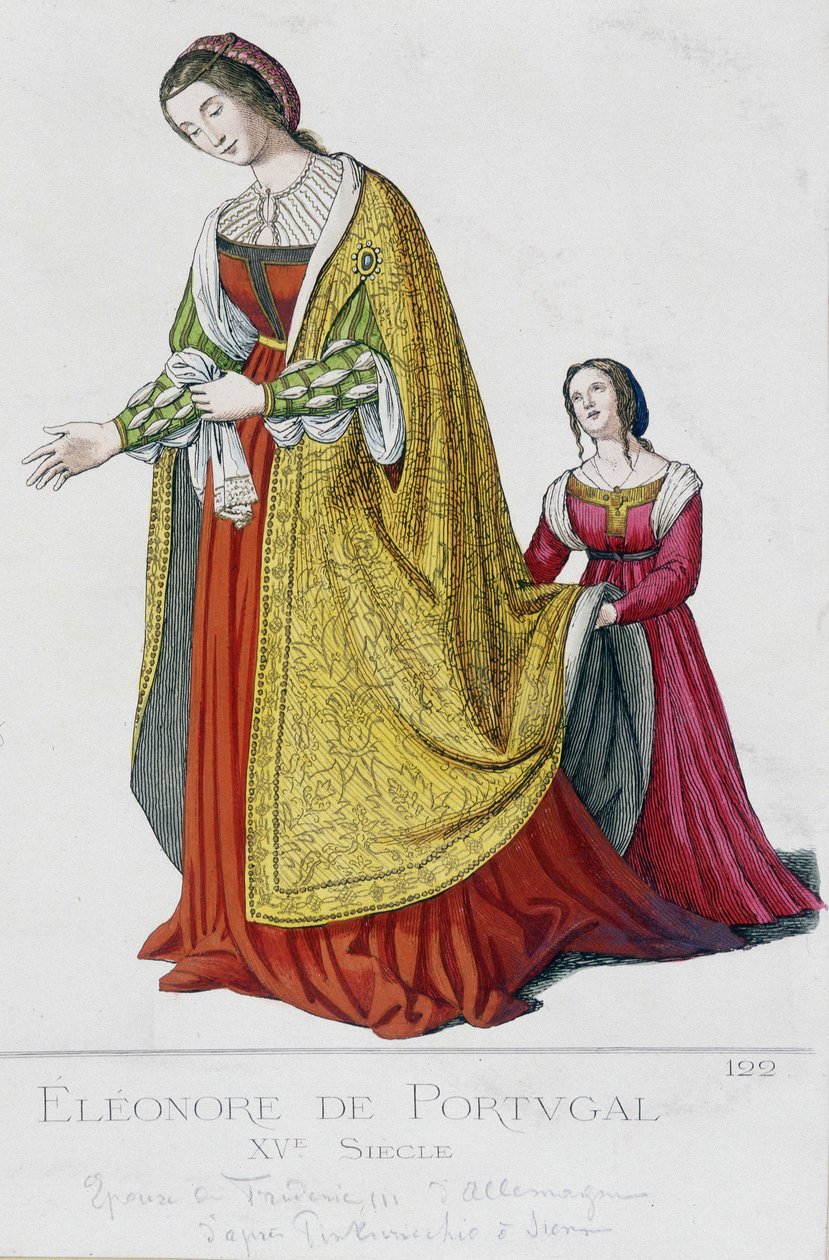 Eleonore Portugalilainen (1434-1476), Frederic III:n Habsburgin vaimo, Saksan keisari (1415-1493). Kaiverrus 1800-luvulta. tekijältä Unknown artist
