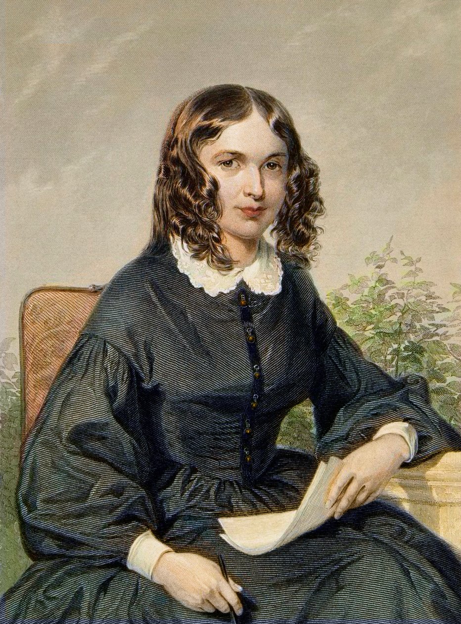 Elizabeth Barrett Browning (1806-1861) - englantilainen runoilija - kaiverrus - Elizabeth Barrett Browning englantilainen runoilija ja feministi (1806-1861) tekijältä Unknown artist