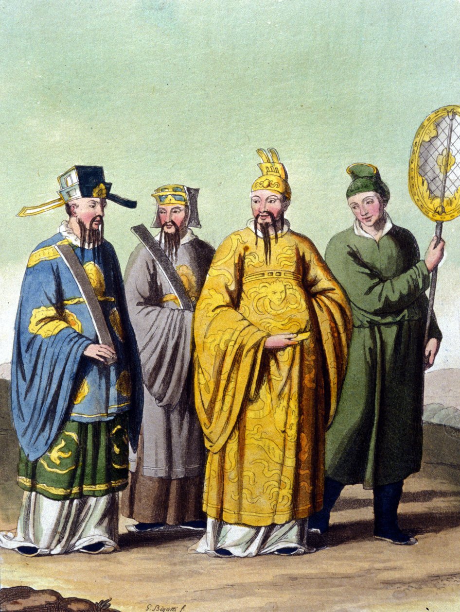 Kiinan keisari mandariinien ympäröimänä - J. Ferrarion "Le costume ancien et moderne", toim. Milano tekijältä Unknown artist