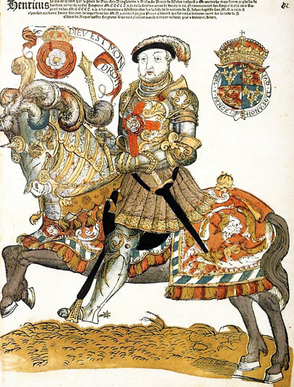 Englannin kuningas Henrik VIII hevosen selässä, taiteilija tuntematon, Riijksmueum, Amsterdam tekijältä Unknown artist