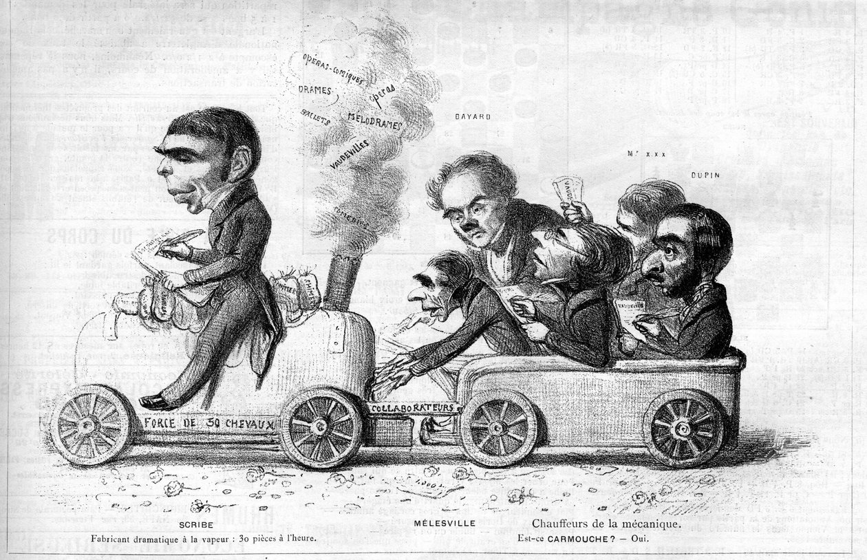 Eugene Scribe (1791-1861) ranskalainen dramaattinen kirjailija "" tuottaja dramatique a la steam"" ja hänen tärkeimmät yhteistyökumppaninsa vuonna 1840: Anne Honore Joseph Duveyrier, dit Melesville (1787-1865), Jean Francois Bayard (1796-1853), Pierre Fran tekijältä Unknown artist