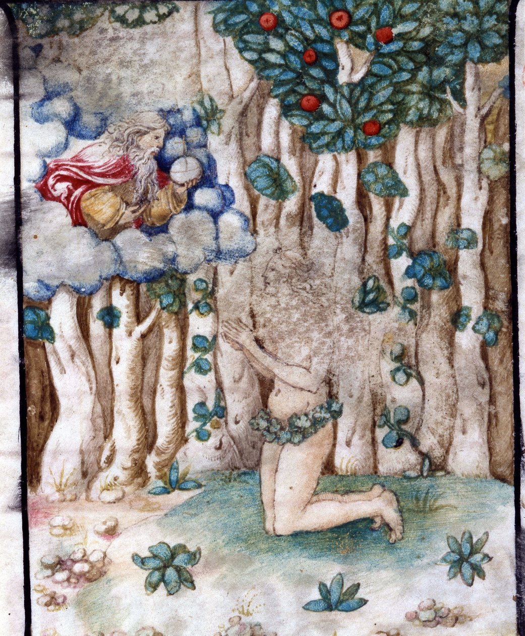 Eeva maallisessa paratiisissa (Eeden). 16. vuosisata. Kruunatun neitsyen kirkko, Lodi. tekijältä Unknown artist
