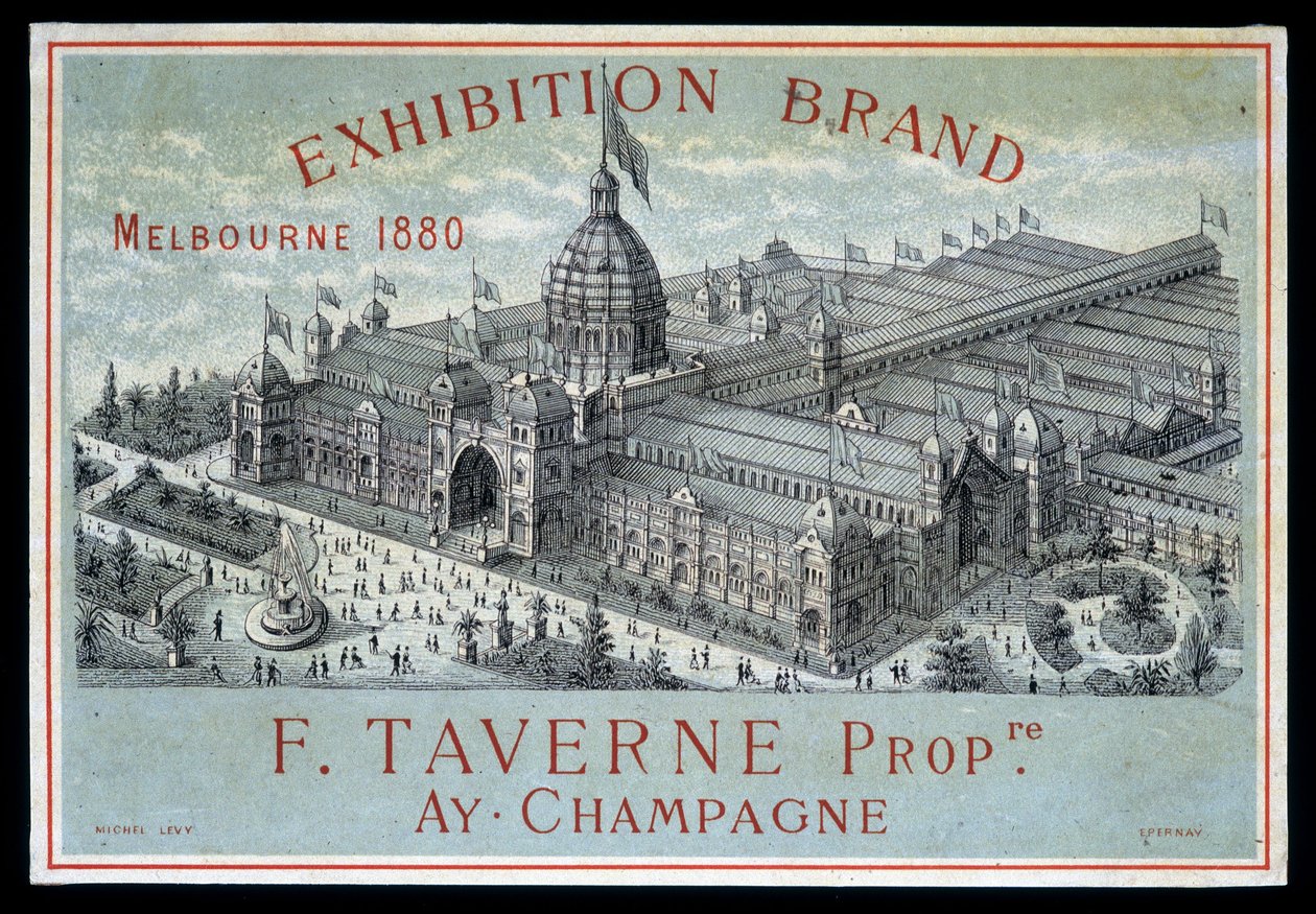 Brands -näyttely Melbournessa 1880: F. Taverne Champagne. tekijältä Unknown artist