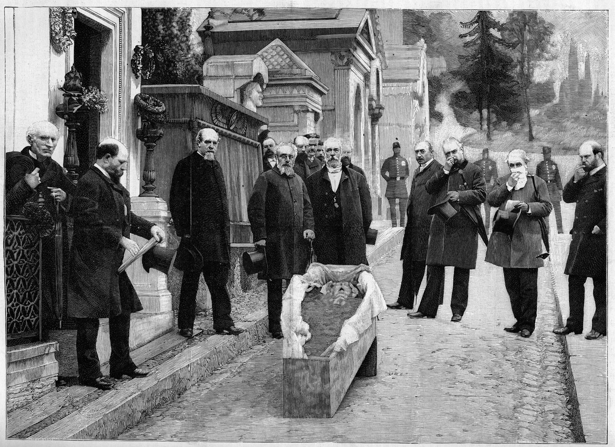 Gioacchino Rossinin jäänteiden kaivaminen Pere Lachaisessa, "Maailmassa" tekijältä Unknown artist
