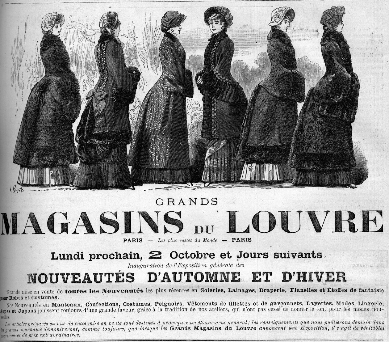 1800-luvun naisellinen muoti: Louvren tavaratalojen mainos tekijältä Unknown artist