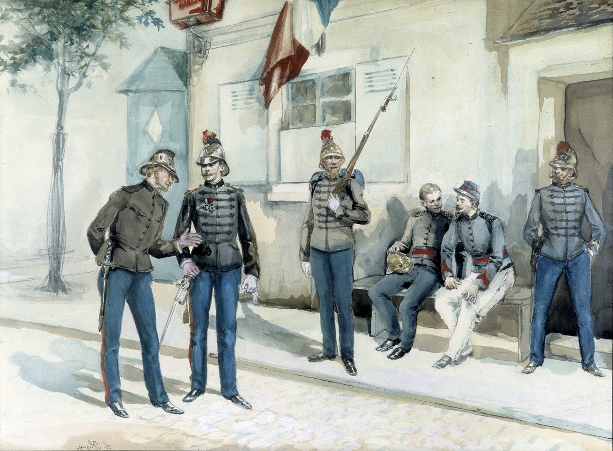 Palomiehet kasarminsa edessä vuonna 1870 tekijältä Unknown artist