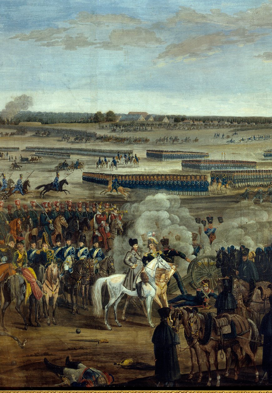 Ensimmäinen valtakunta: Keisari Napoleon I (1769-1821) (valkoisella hevosella) Leipzigin taistelussa (kansakuntien taistelu), 16. - 19. lokakuuta tekijältä Unknown artist