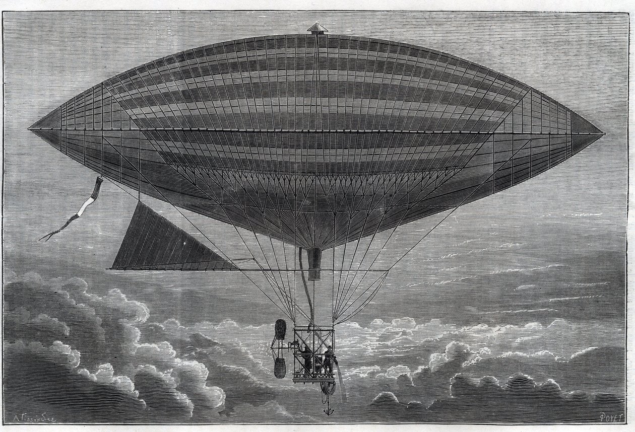 Albert (1839-1906) ja Gaston Tissandier (Tissendier) (1843-1899) ranskalainen tiedemies, "" La Nature" -lehden toimittaja, kokeillut ensimmäinen sähköinen aerostaatti heliksiin maanantaina 8. lokakuuta. tekijältä Unknown artist