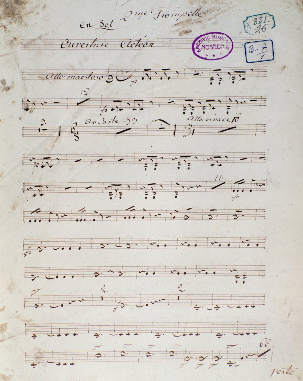 Daniel Francois Esprit Auberin englanninkielisen oopperasarjakuvan "" Acteon" -musiikkisarjan ensimmäinen sivu tekijältä Unknown artist