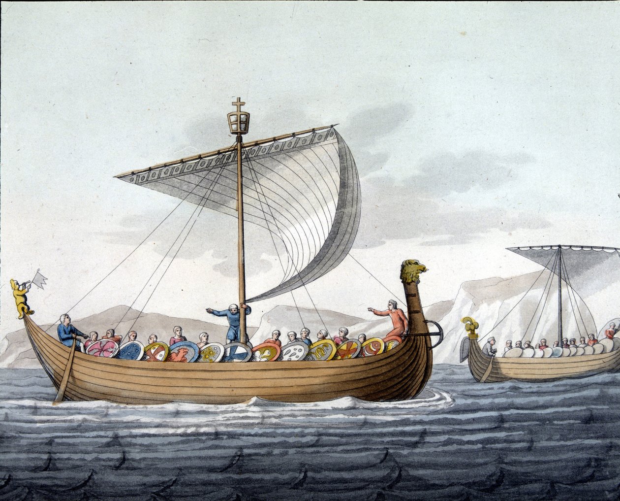 William I Valloittajan laivasto (1027 - 1087) purjehtii Englantiin - "Vanhassa ja modernissa puvussa" Ferrario, toim. Milano tekijältä Unknown artist