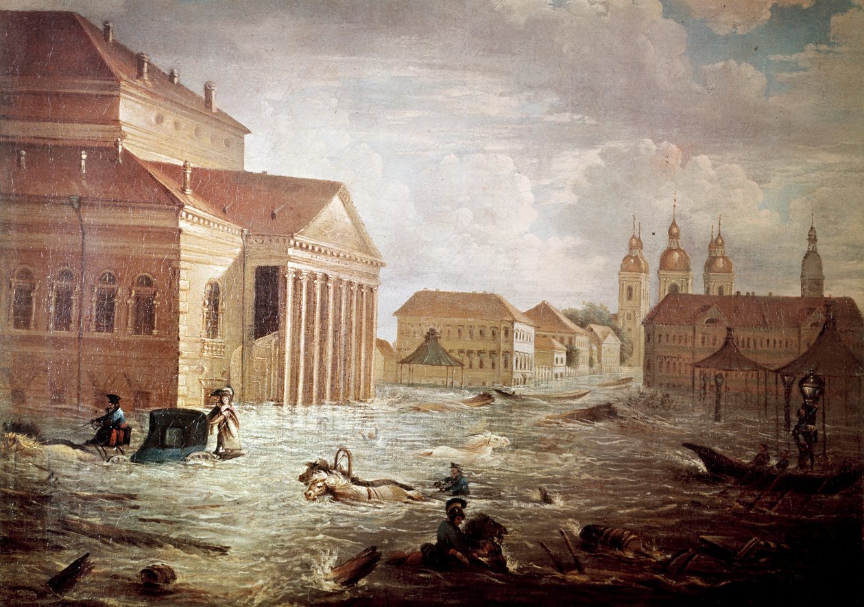 Tulvat Pietarin kaupungissa Venäjällä 1800-luvun yksityinen kokoelma tekijältä Unknown artist