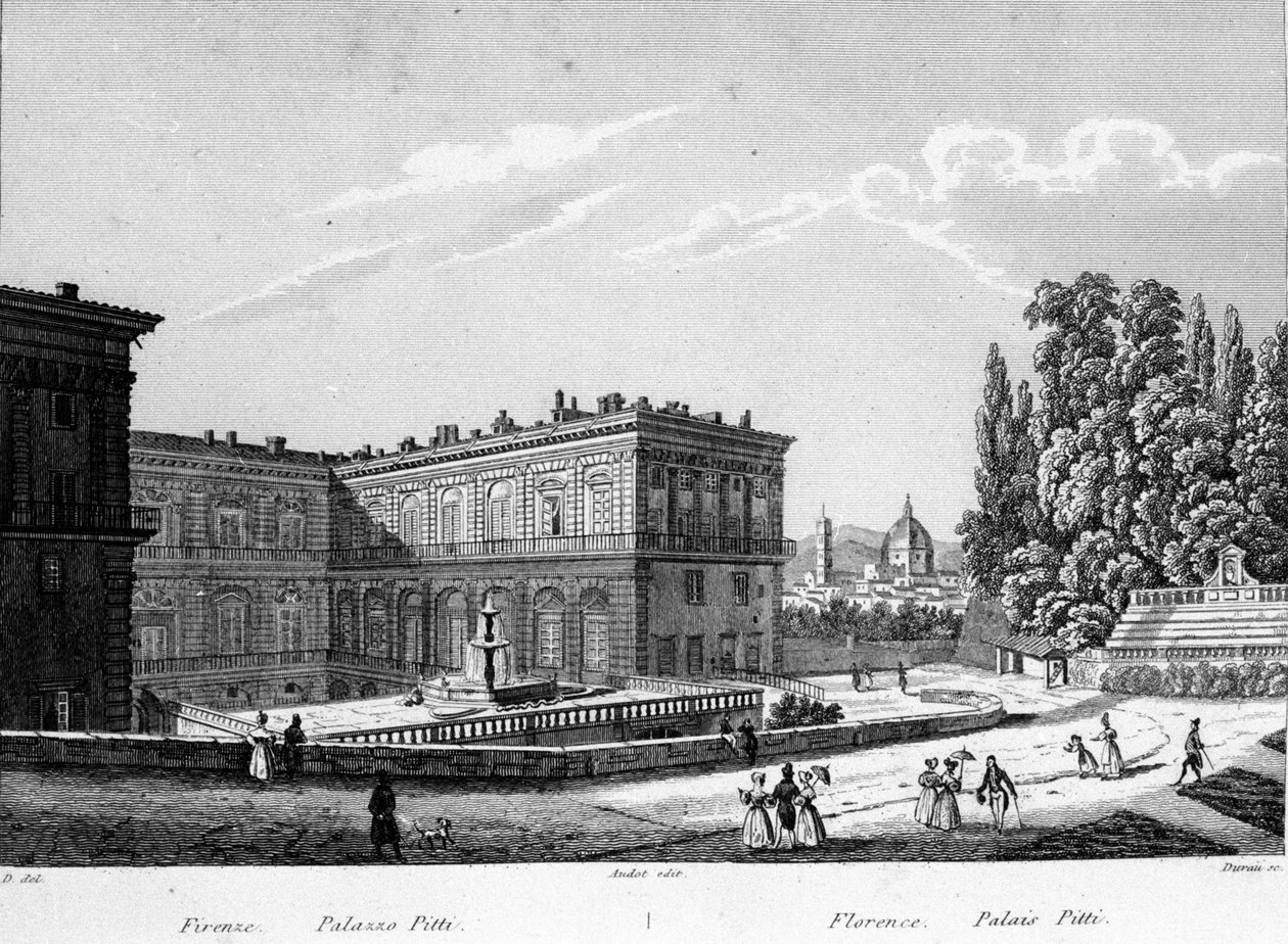 Firenze: Näkymä Pittin palatsista 1800-luvun alussa. tekijältä Unknown artist