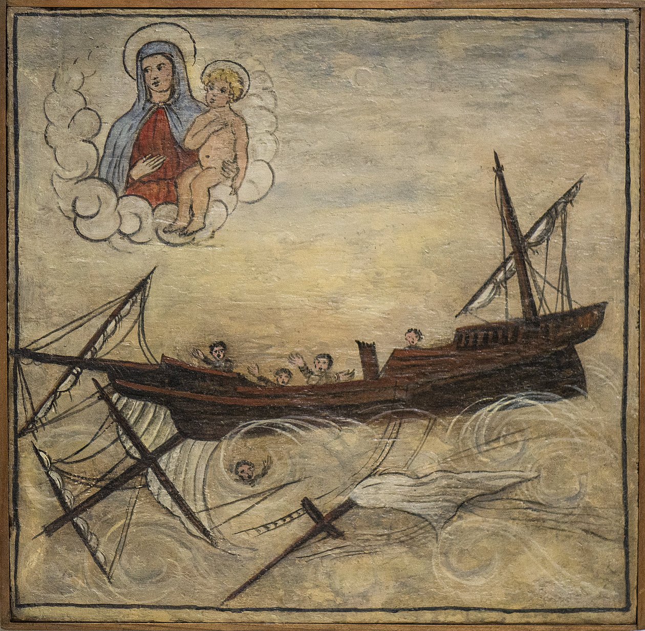 Entinen voto (ex voto) -purjehtija, suosittu tarjous panttina omistautumisesta ja kiitollisuudesta merimiehelle, joka selviytyy meren vaaroista, jotka tulevat Carmine-kirkosta Torre del Grecosta lähellä Napolia tekijältä Unknown artist