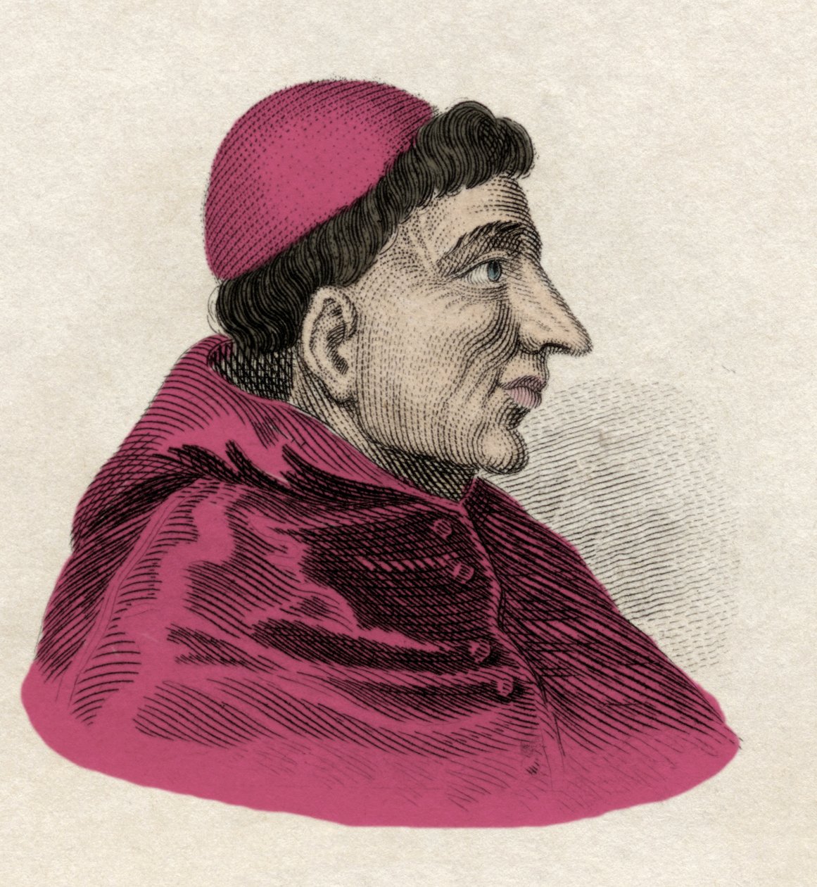 Francisco Jimenez de Cisneros (Gonzalo Jimenez de Cisneros) (1436-1517) kardinaali, uskonnollinen uudistaja ja Espanjan valtiomies. Kaiverrus 1800-luvulta. tekijältä Unknown artist