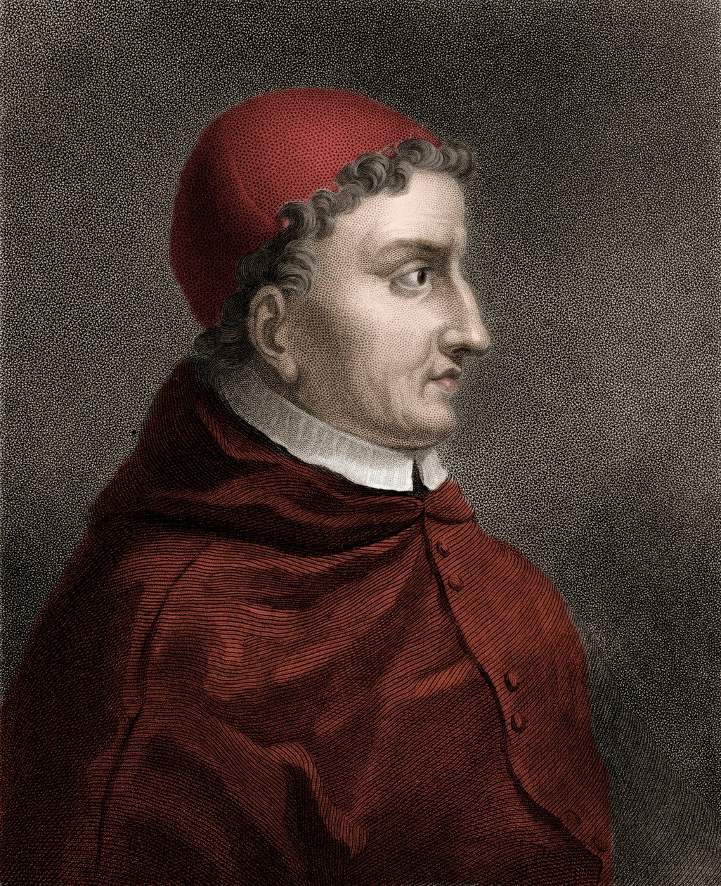 Francisco Jimenez de Cisneros (Gonzalo Jimenez de Cisneros) (1436-1517) kardinaali, uskonnollinen uudistaja ja espanjalainen valtiomies - Kaiverrus 1800-luvulta tekijältä Unknown artist