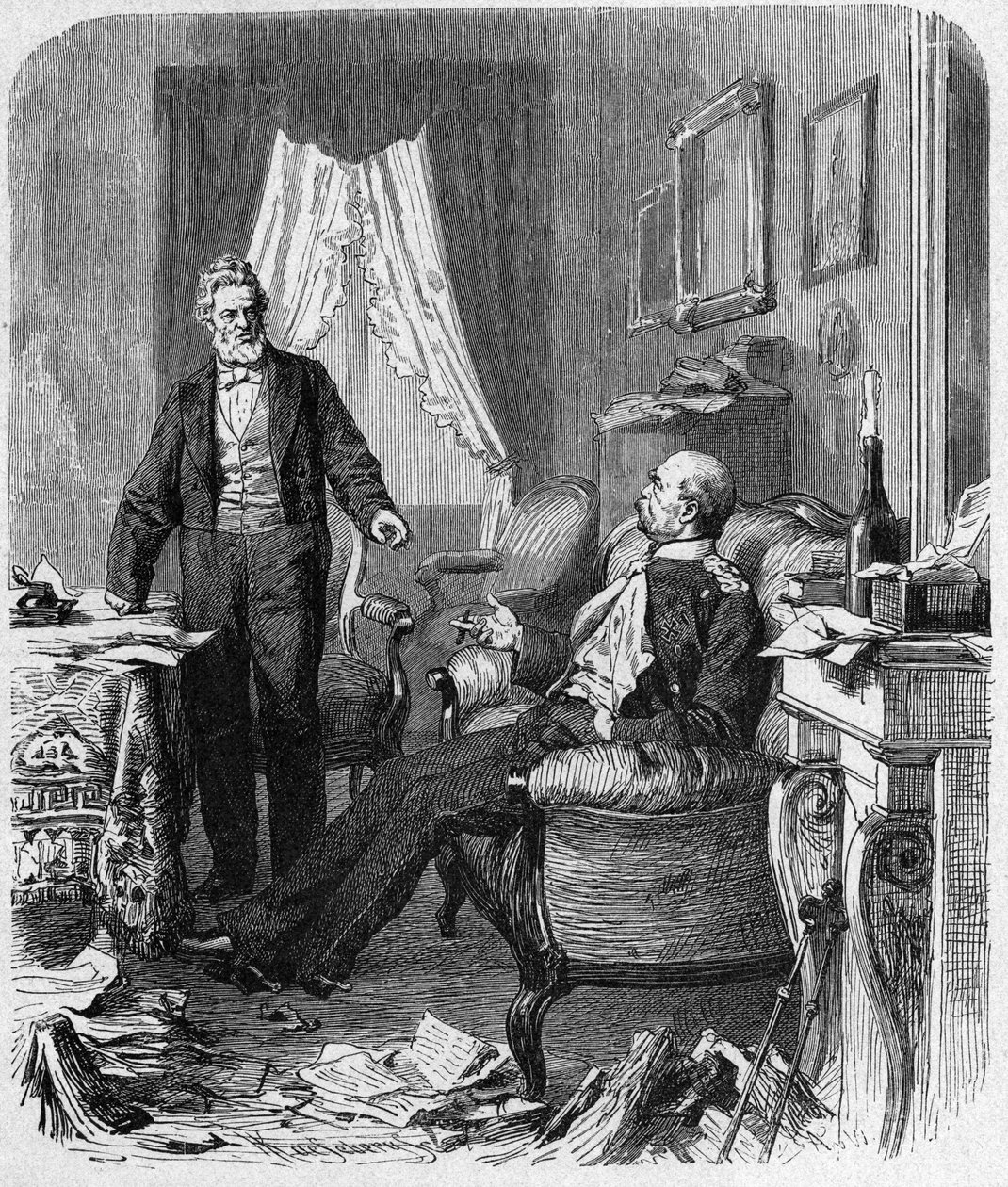 Ranskan ja Preussin sodan (1870-1871) haastattelu kreivi Bismarckin ja M. Jules Favren välillä, syyskuu 1870 - poliittinen haastattelu liittokansleri Bismarckin (1815-1898), Jules Favren (1809-1880) välillä Versaillesissa Madame Jesseth-luvun talossa - eng tekijältä Unknown artist