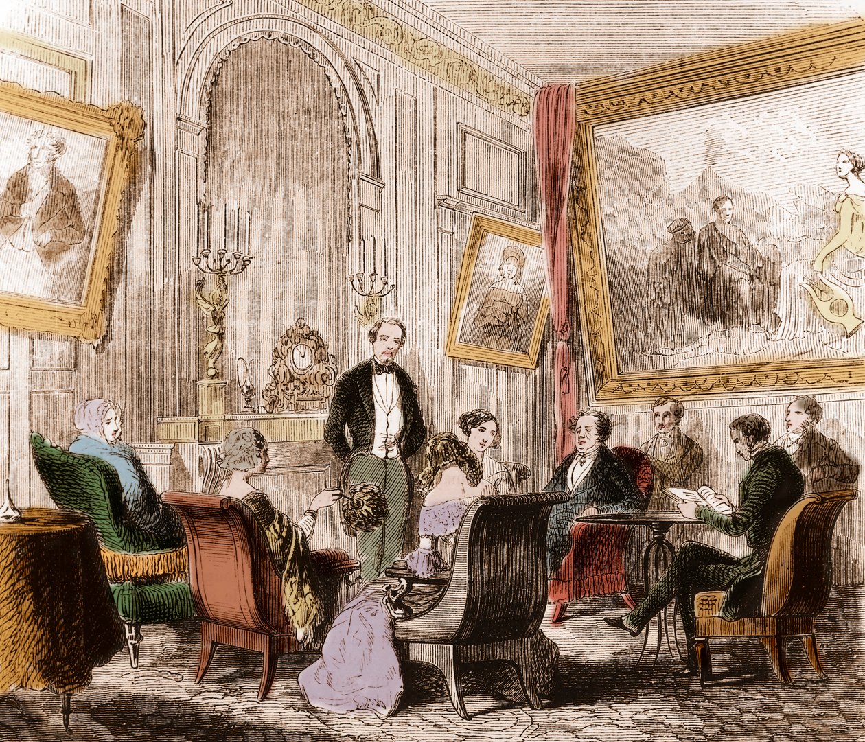Francois Rene de Chateaubriand (1768-1848), ranskalainen kirjailija ja poliitikko, lukemassa "Memoires d