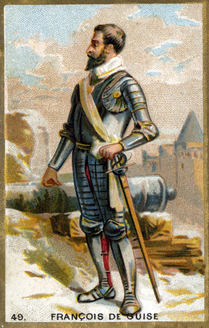 Francois de Guise (1519-1563). 1800-luvun kromolitografia. tekijältä Unknown artist