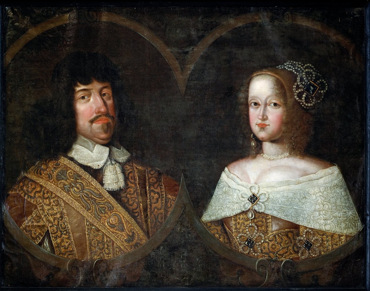 Tanskan Fredrik III ja hänen vaimonsa Sofia Amalia Brunswick-Lyneburgin, noin 1643 (öljy kankaalle). tekijältä Unknown artist