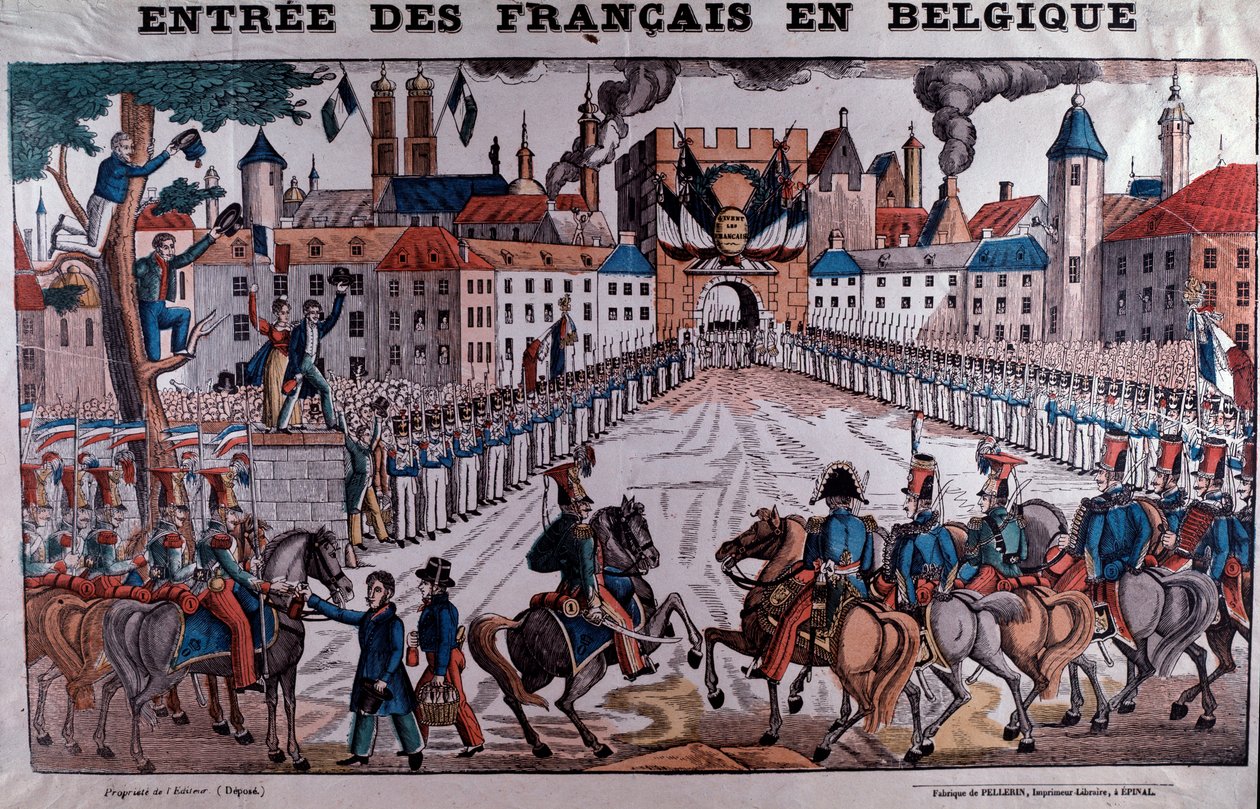 Ranskan armeija saapui Belgiaan tukemaan Belgian itsenäisyyttä lokakuussa 1830 (kaiverrus) tekijältä Unknown artist