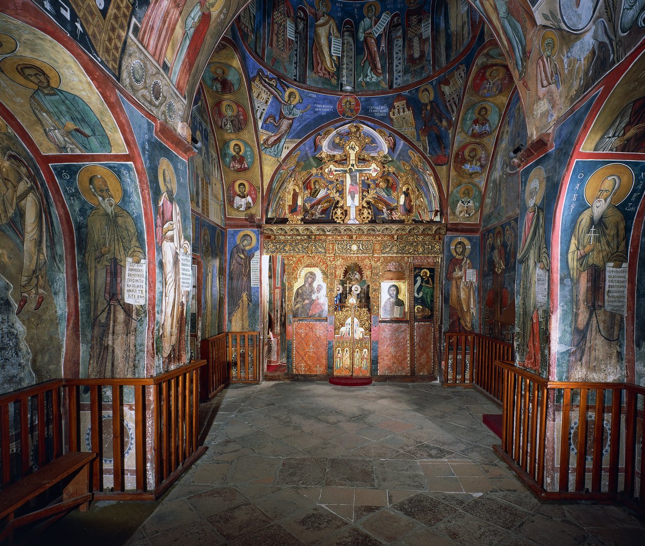 Freskomaalatut seinät (1192), Panayia Tou Araka -kirkko (herneen neitsytkirkko), Lagoudhera, Troodosvuoret, Kypros tekijältä Unknown artist