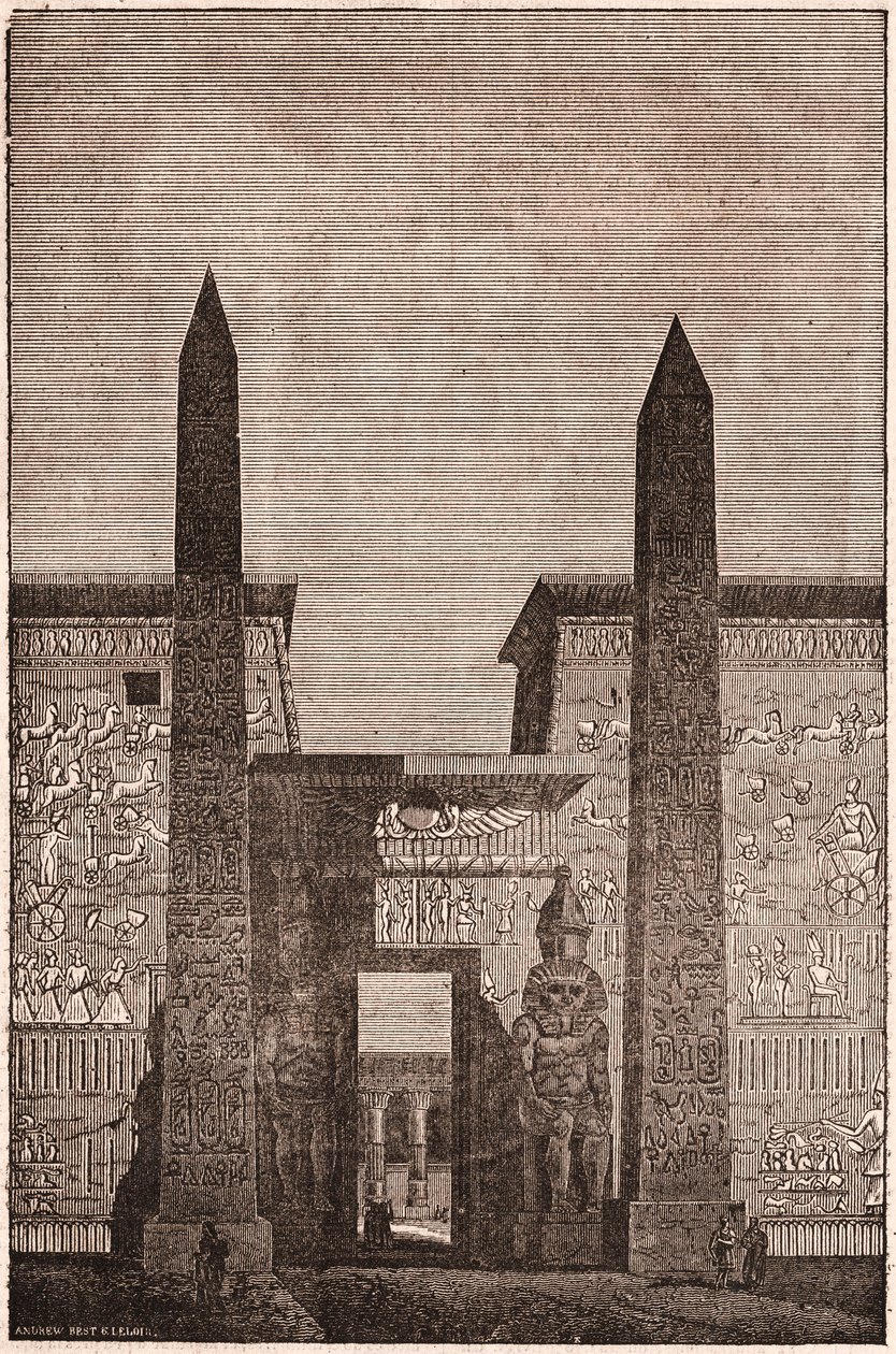 Etunäkymä Luxorin obeliskien rekonstruktiosta Egyptissä tekijältä Unknown