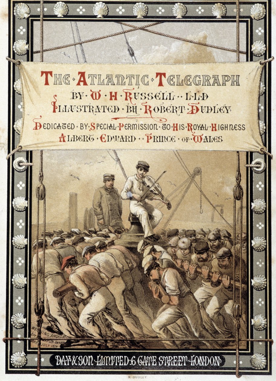 W. H. Russelin kirjan "" The Atlantic telegraph"" etupuoli, n. 1860 tekijältä Unknown artist
