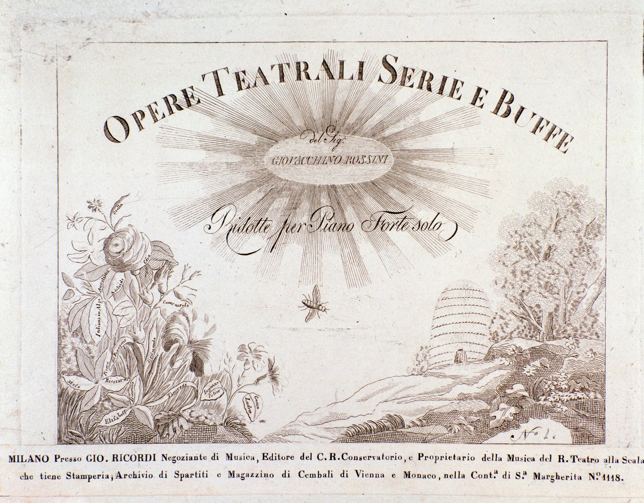 Gioacchino Rossinin teatteriteossarjan ja buffeen etukappale tekijältä Unknown artist