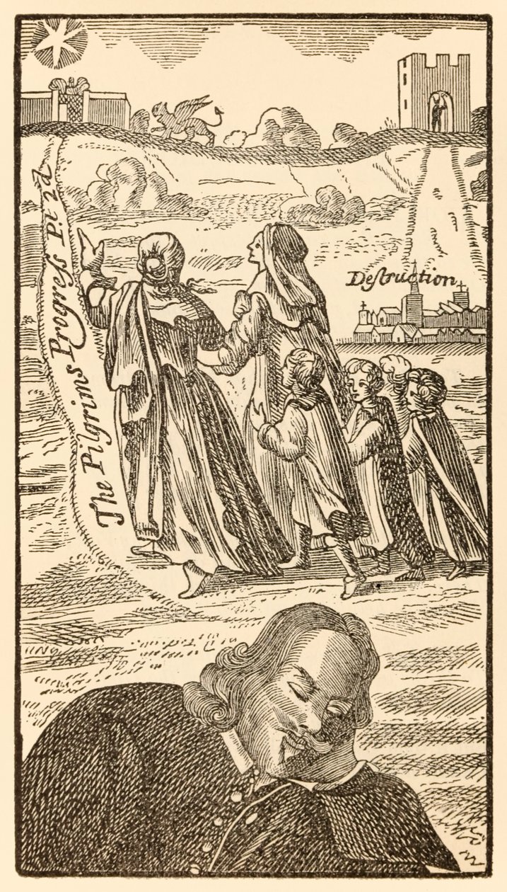 John Bunyanin (1628-1688) pyhiinvaeltajien edistyminen tästä maailmasta, tulevaan toisesta osasta, jossa kirjailija unelmoi kristittyjen perheestä, hänen vaimonsa Christiana. tekijältä Unknown