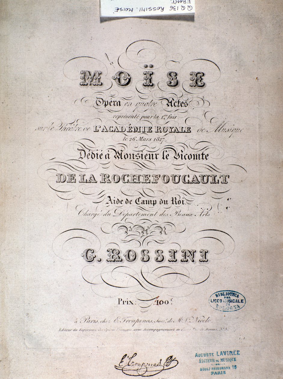 Gioacchino Rossinin Mooses in Egyptissä -musiikkikappaleen etukappale tekijältä Unknown artist