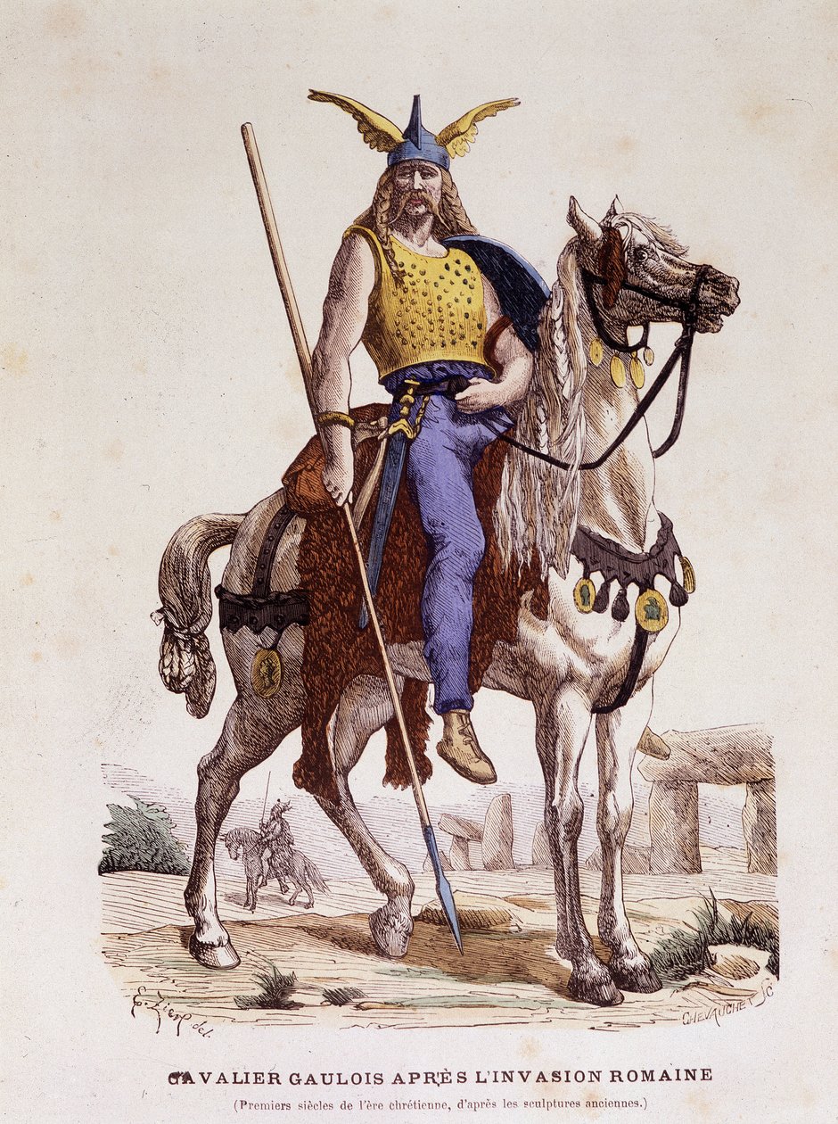 Gallialainen ratsumies Rooman hyökkäyksen jälkeen - "" Costumes de Paris -asuissa vuosisatojen ajan"" tekijältä Unknown artist