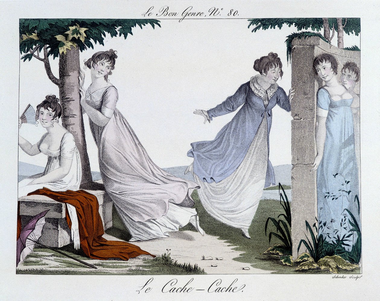 Piilosta etsivä peli (Cache Cache) - elokuvassa "" The Good Genre", n¡80, 1800-luvun alku tekijältä Unknown artist