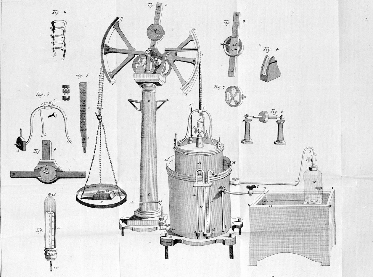 Gazometer of Lavoisier - Lavoisierin fysikaalisissa ja kemiallisissa pamfleteissa tekijältä Unknown artist