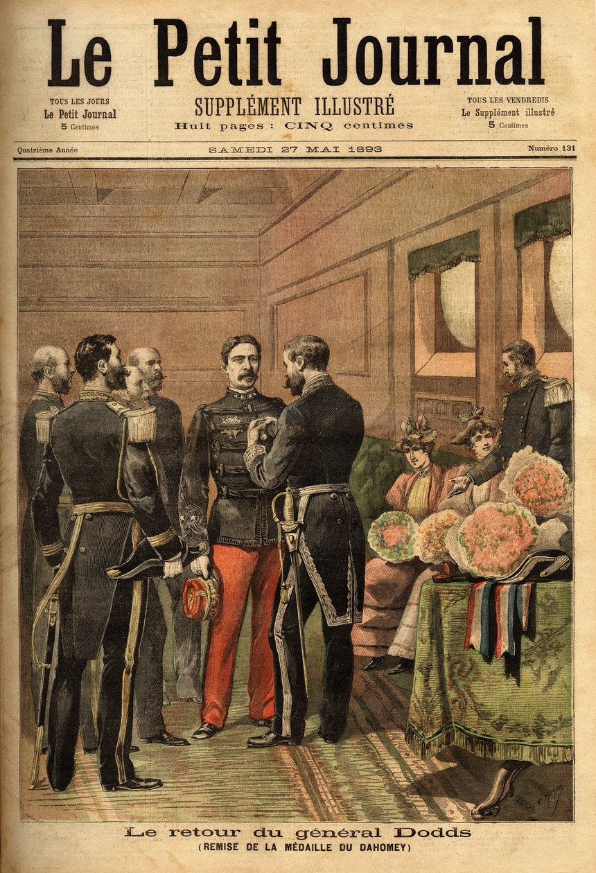 Kenraali Alfred Dodds (1842-1922) ansioituttuaan Indokiinan tehtävien aikana ja rauhoittaen Senegalin, hän johti Dahomey-kampanjaa ja sai Dahomey-mitalin, jonka laivaston komentaja Hanes antoi. Selvan kokoelma tekijältä Unknown artist
