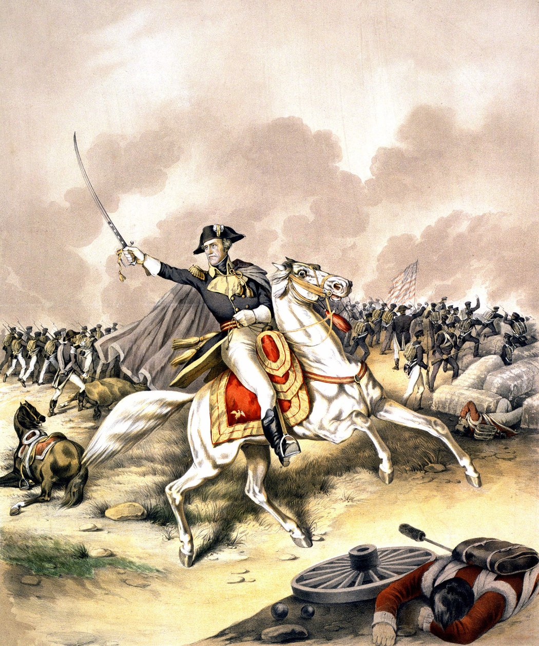 Kenraali Andrew Jackson (1767 - 1845) New Orleansin taistelussa vuonna 1812. tekijältä Unknown artist