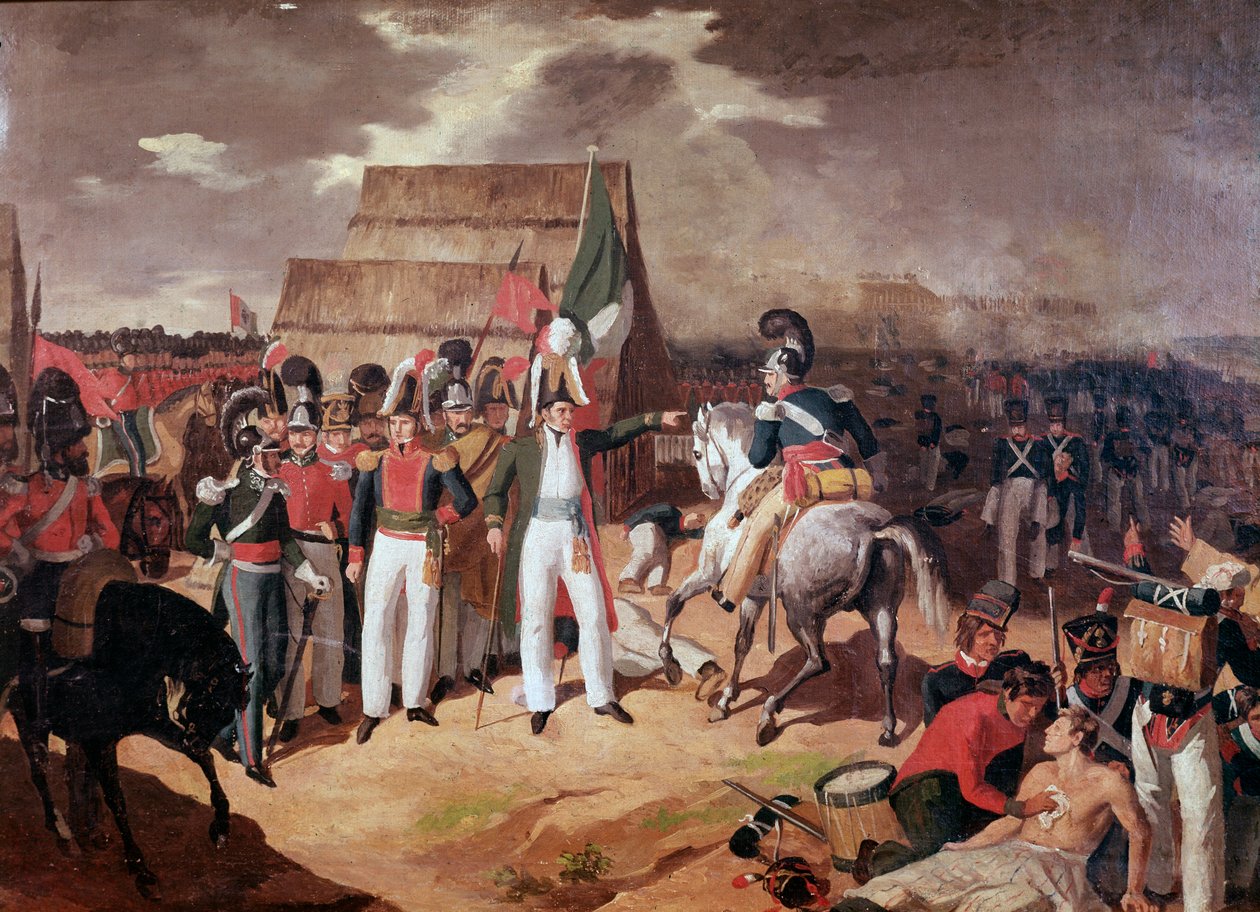 Kenraali Antonio Lopez de Santa Anna (1794-1876) Meksikon armeija ja poliitikko Tampicon taistelun aikana tekijältä Unknown artist