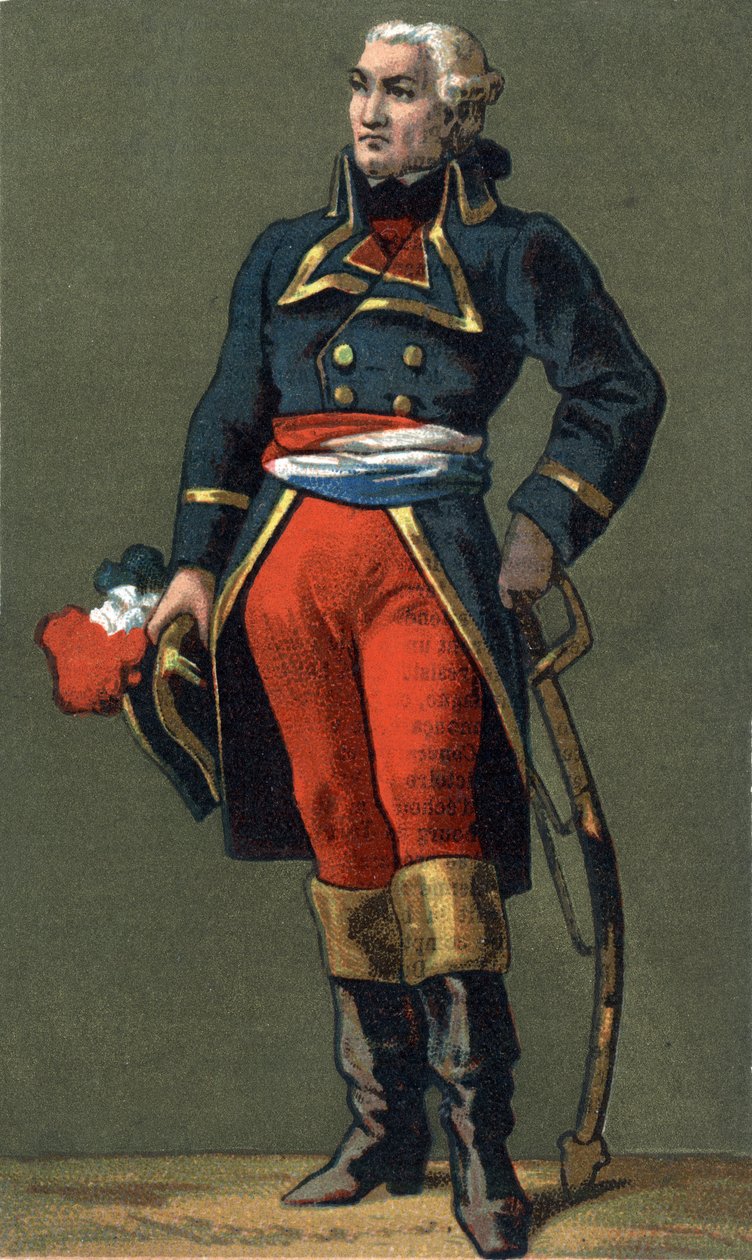 Kenraali Dumouriez.Charles Francois du Perier, dit du Perier du Mourier sitten Dumouriez General francais (1739-1823). 1800-luvun kromolitografia tekijältä Unknown artist