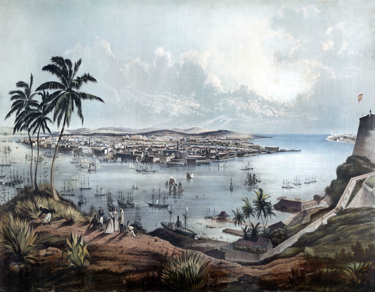 Yleiskuva Havannasta (Havanna, Kuuba) vuonna 1850. tekijältä Unknown artist