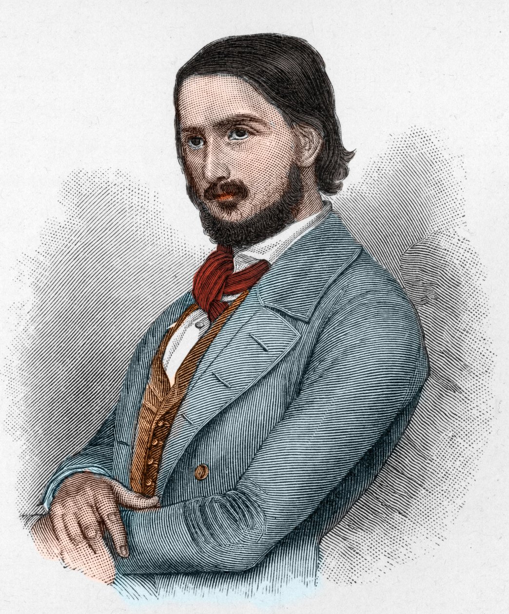 Georg Friedrich Rudolph Theodor Herwegh (1817-1875) saksalainen runoilija, vallankumouksellinen ja kääntäjä. tekijältä Unknown artist