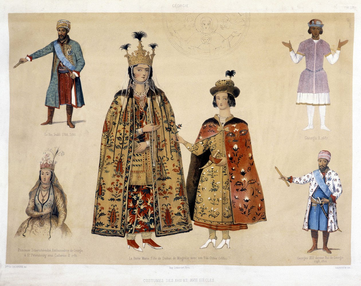 Georgian pukutaulu 1500- ja 1600-luvuilla: kuningas Irakli (1744 - 1798), Gheorghi X (1687), prinsessa Chartchevadze (Georgian suurlähettiläs Pietarissa Katariina II:n johdolla 1780), kuningatar Mary (Mingrelien Dadianin tytär poika Otthia 1 tekijältä Unknown artist