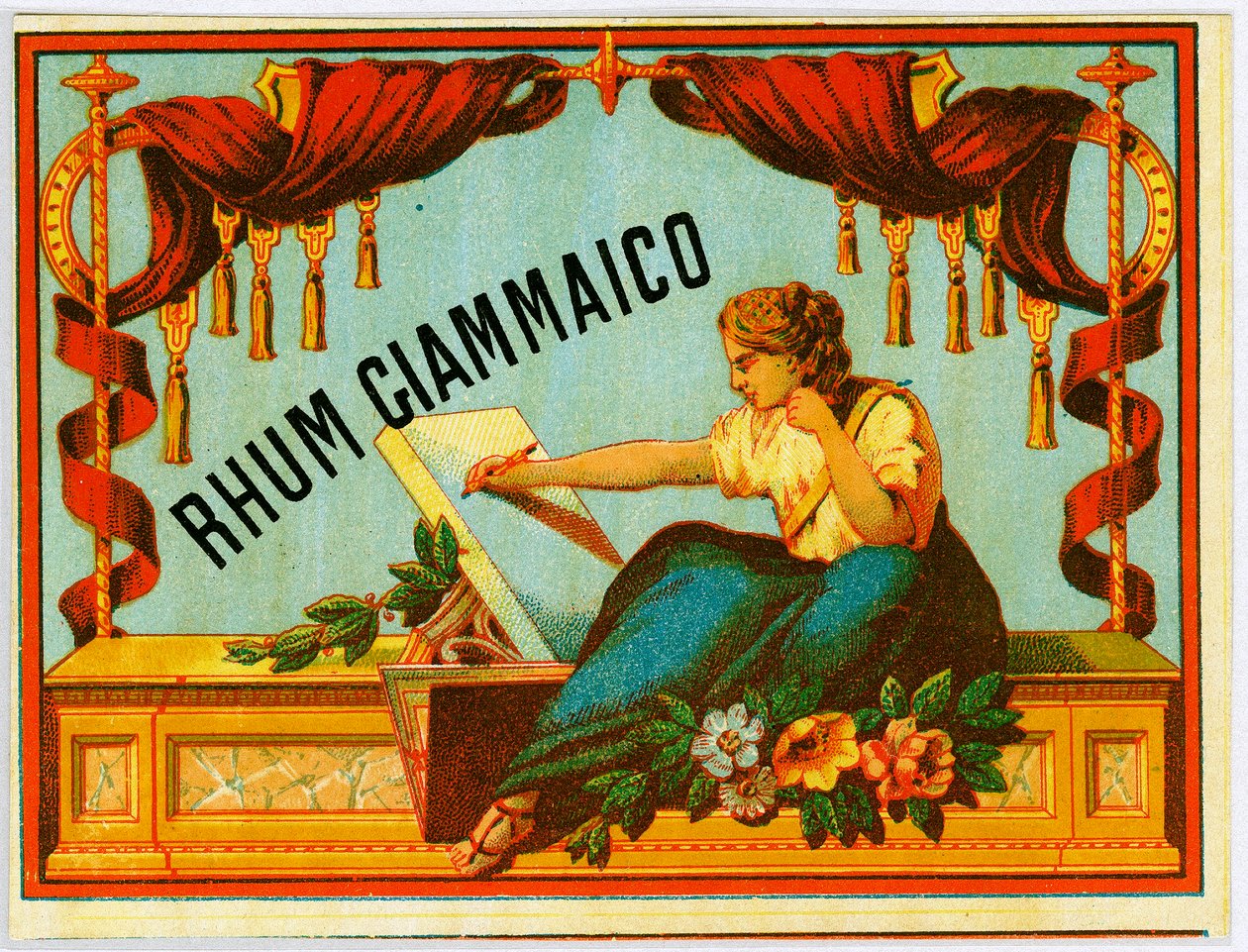 Giammaicon rommin alkoholimainos (kromolitografia 1800-luvun lopulla) tekijältä Unknown artist