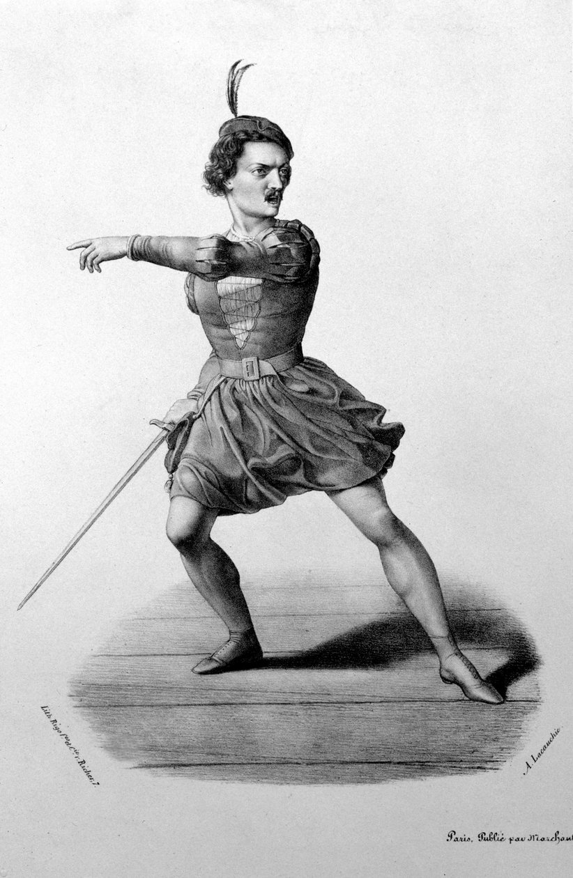 Gilbert-Louis Duprez (Gilbert Louis) Arnoldon roolissa Gioacchino Rossinin oopperassa "Guillaume Tell" (William Tell) tekijältä Unknown artist