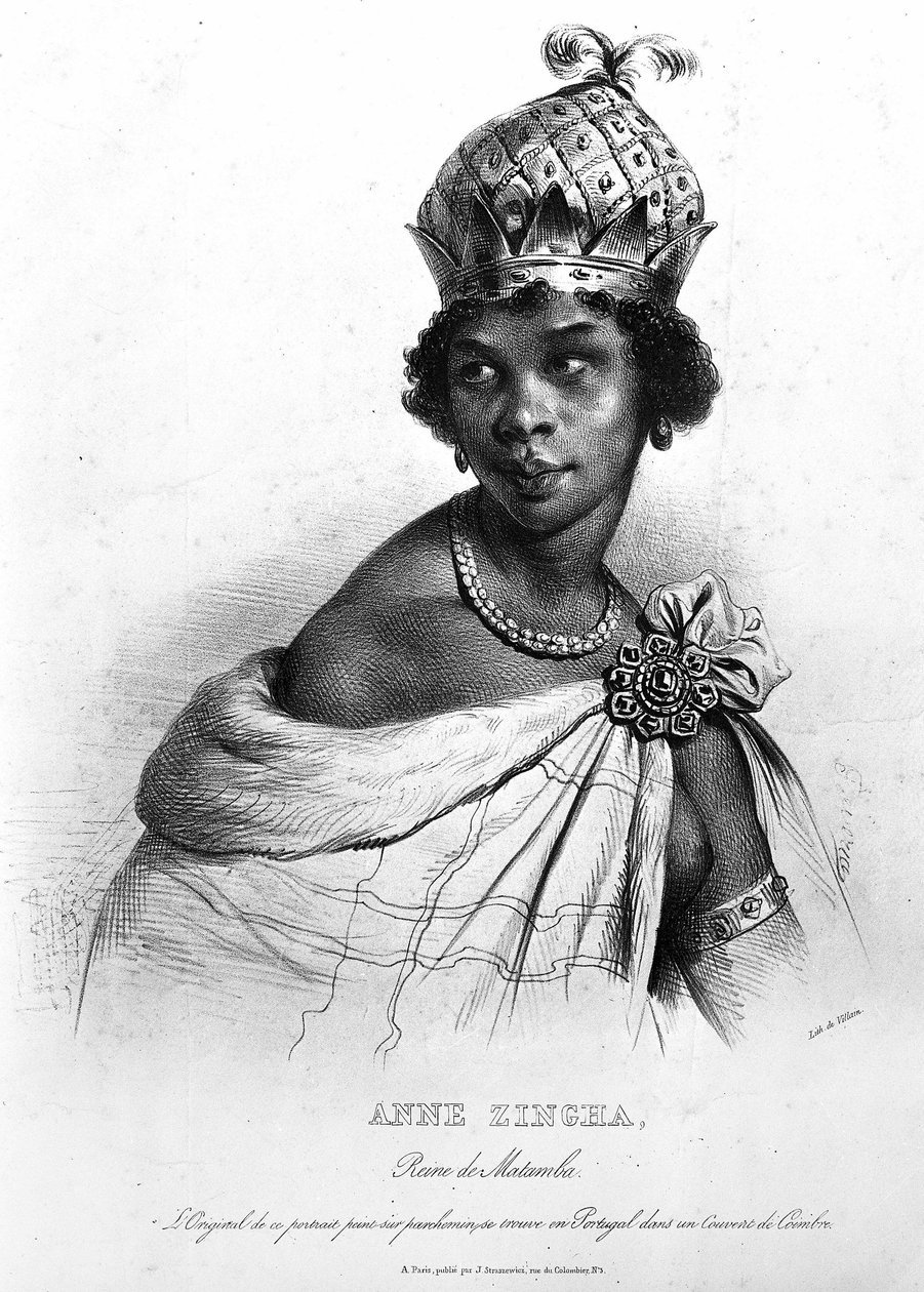 Ginga, Matamban ja Angolan Quilombola-kuningatar. ANNE ZINGHA ANGOLAN KUNINGATAR. (1587-1663). tekijältä Unknown artist