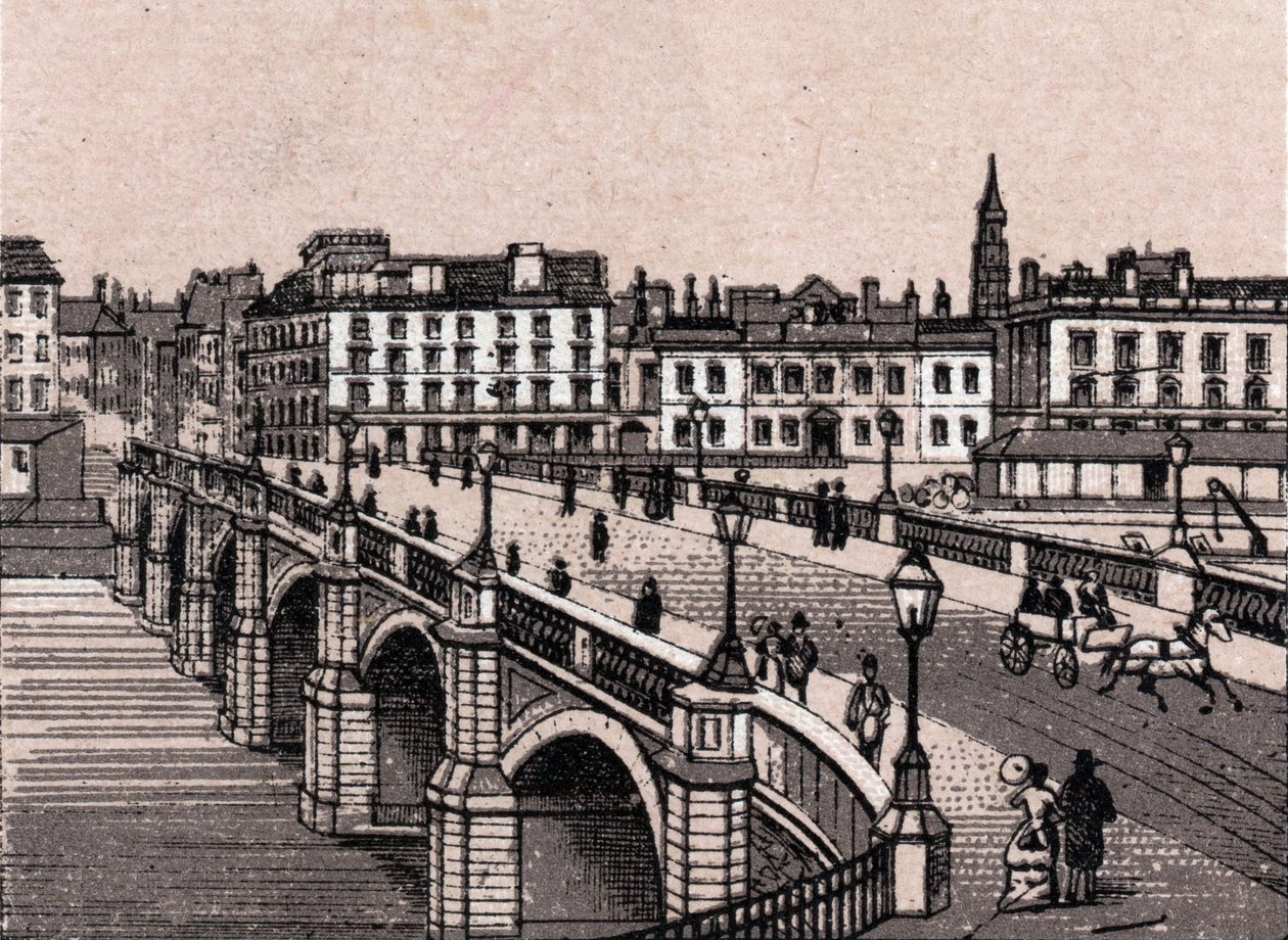 Glasgow, Skotlanti: näkymä Broomielawin sillalle. kirjassa "" Maailma havainnollistaa 168 näkymää"" Päiväämätön (1800-luvun loppu) tekijältä Unknown artist
