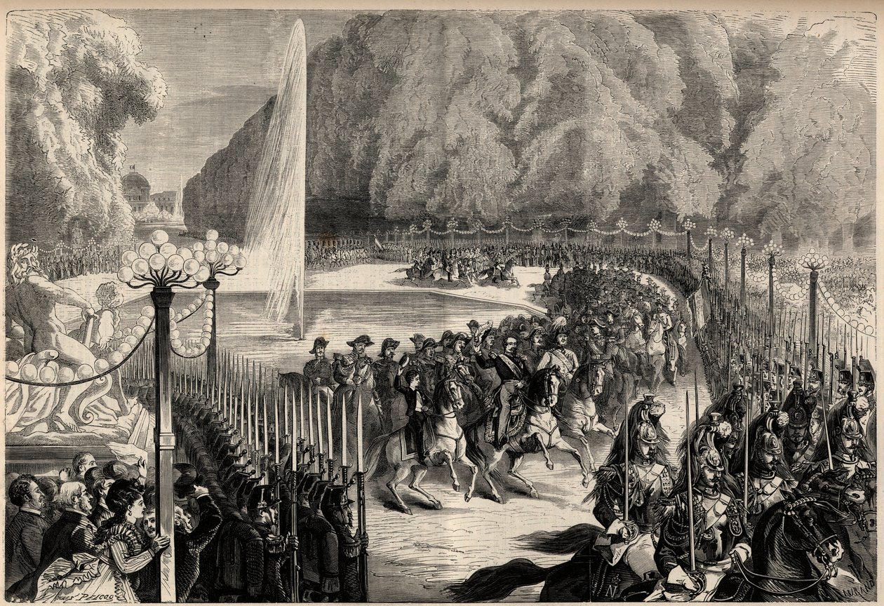 Suuri aikakauslehti 14. elokuuta: Keisari Napoleon III (1808-1873), jonka jälkeen hänen esikuntansa ylittää Tuileries