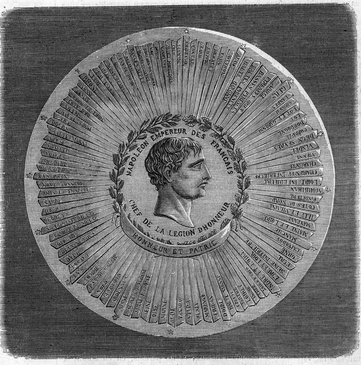 Napoleon I Bonaparten (1769-1821) suuri sinetti vuonna 1804: "" Napoleon Ranskan keisari, Kunnialegioonan päällikkö. Kunnia ja isänmaa." Kaiverrus "" Maineikas universumi"" tekijältä Unknown artist