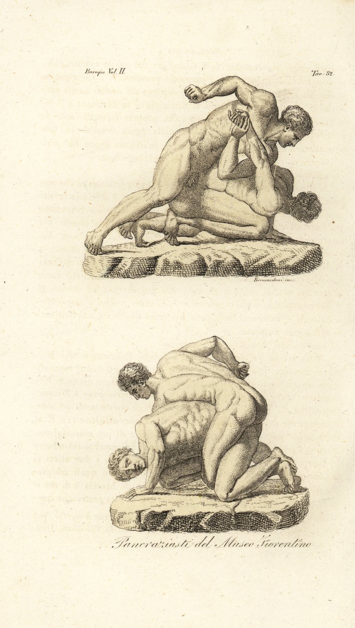 Kreikkalaiset urheilijat kilpailevat Pankrationin kamppailulajeissa tekijältä Unknown artist