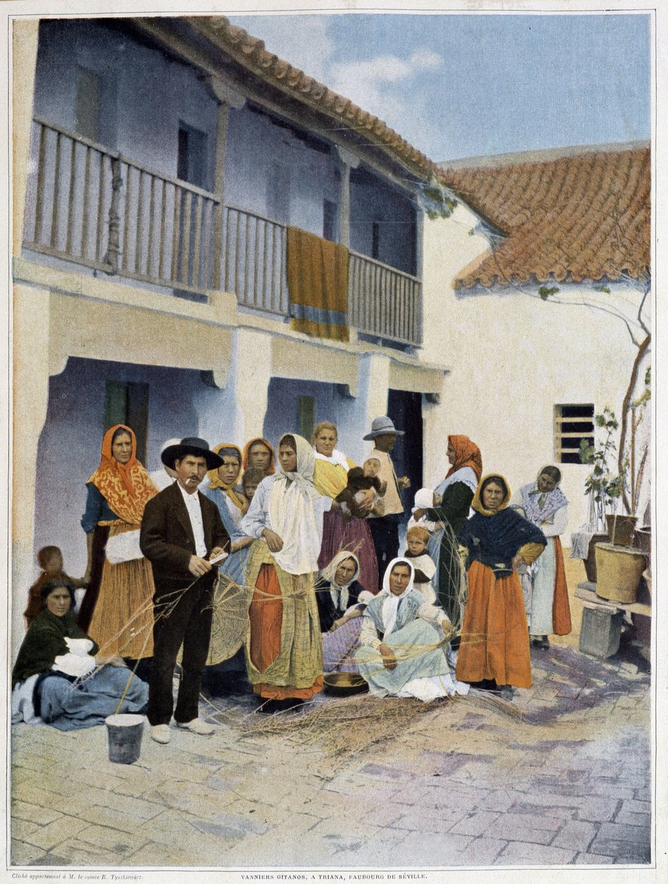 Mustalaisten ryhmä Trianassa, Sevillan esikaupunkialueella tekijältä Unknown artist
