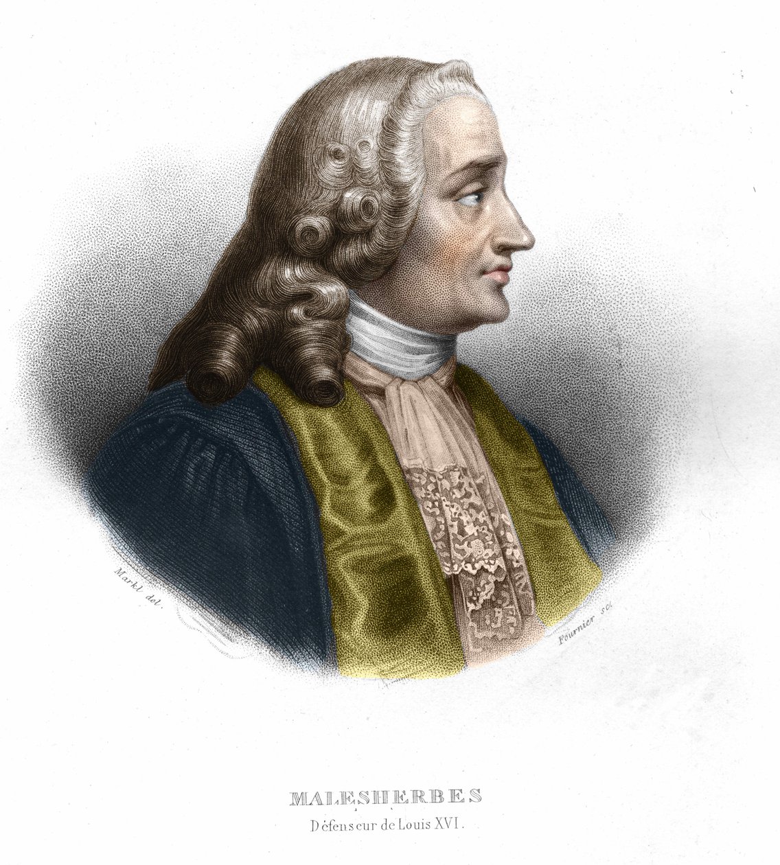Guillaume Chretien (Guillaume-Chretien), kirjoittanut Lamoignon de Malesherbes (1721-1794). ranskalainen poliitikko. Kaiverrus vuodelta 1852 tekijältä Unknown artist