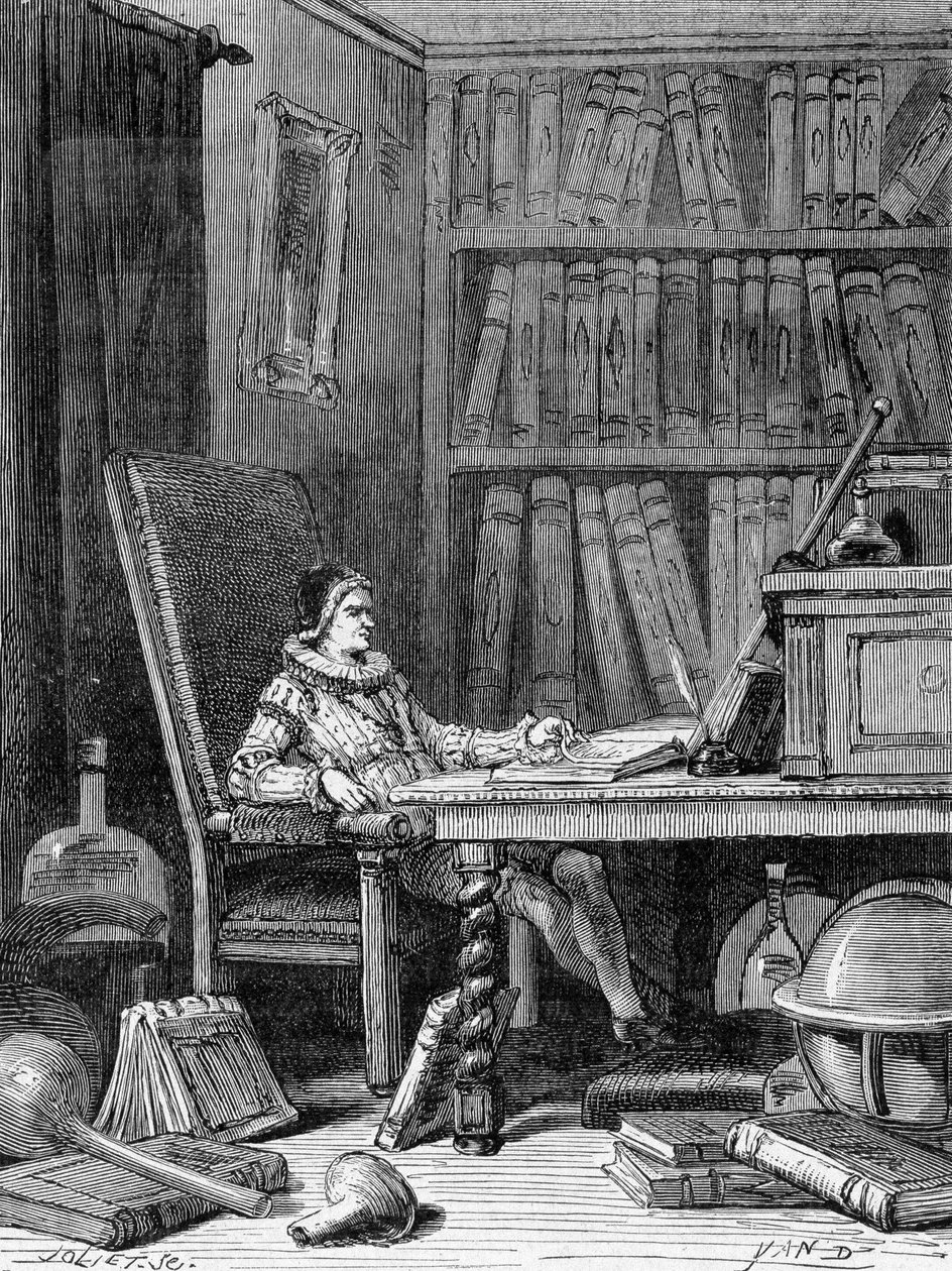 Guillaume Gilbert (1540 - 1603) kirjoitti tutkielmansa "De arte magnetica" noin 1600. Kaiverrus 1800-luku tekijältä Unknown artist